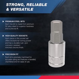 NEIKO NEIKO 10288A Allen Hex Bit Socket Set, 32 Piece SAE and Metric Allen Socket Set, Allen Head Hex Key Socket Set Made with S2 Steel