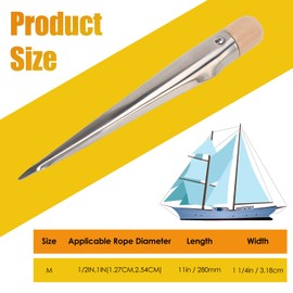 Tissting Marine Rope Splicing Spike, 304 Stainless Steel Marl Spike Hollow Splicing Spike with Plastic Handle Maintenance Hardware Tool for Boats Yachts (M)