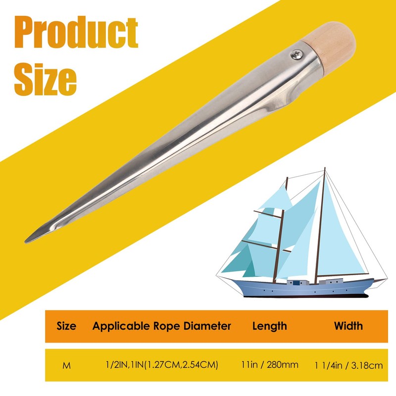 Tissting Marine Rope Splicing Spike, 304 Stainless Steel Marl Spike