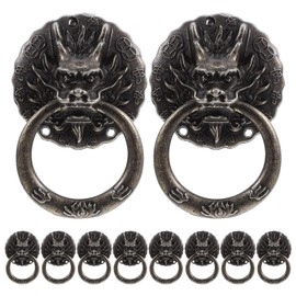 TOPPERFUN Pack of 10 Dragon Shape Cabinet Handles, Zinc, Vintage Drawer Door Handles, Dresser Cabinet Pull Rings, Handles for Jewellery Boxes and Gift Boxes, Cupboard Handles, Wine Cabinet Handles