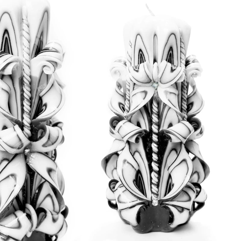 Home Decor Classic Black & Whit Carved Candle Gift for