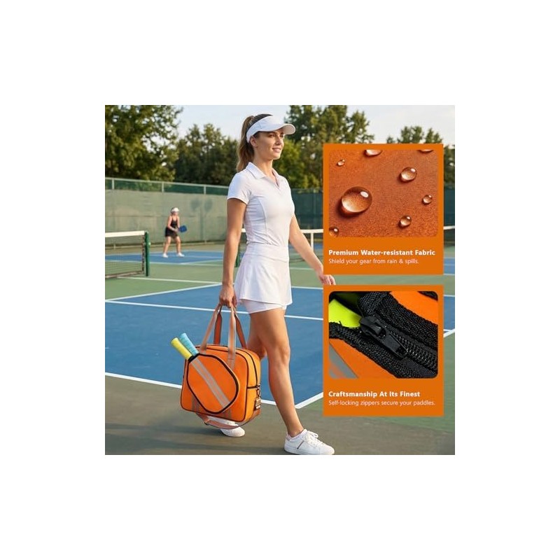 Pickleball Tote Bag Organizer with Adjustable Crossbody Strap, Paddle Cover