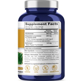 NusaPure Nicotinamide 500mg Polypodium Leucotomos Extract 2400mg per Vegan Caps - 150 Count (Non-GMO, Gluten Free, Bioperine)