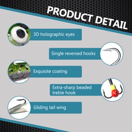 BASSDASH Ice Fishing Lures with Glide Tail Wings Winter Ice Jigging Fishing Jigs for Bass Perch Walleye Pike