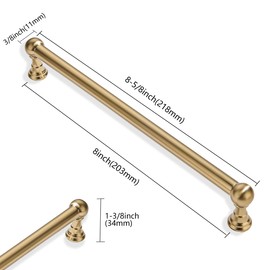 ZAUYX 2 Pack 8 Inch Hole Center Champagne Bronze Solid Heavy Duty Cabinet pulls Drawer Handles Dresser Handles Cabinet Handles Bathroom Cabinet Handles