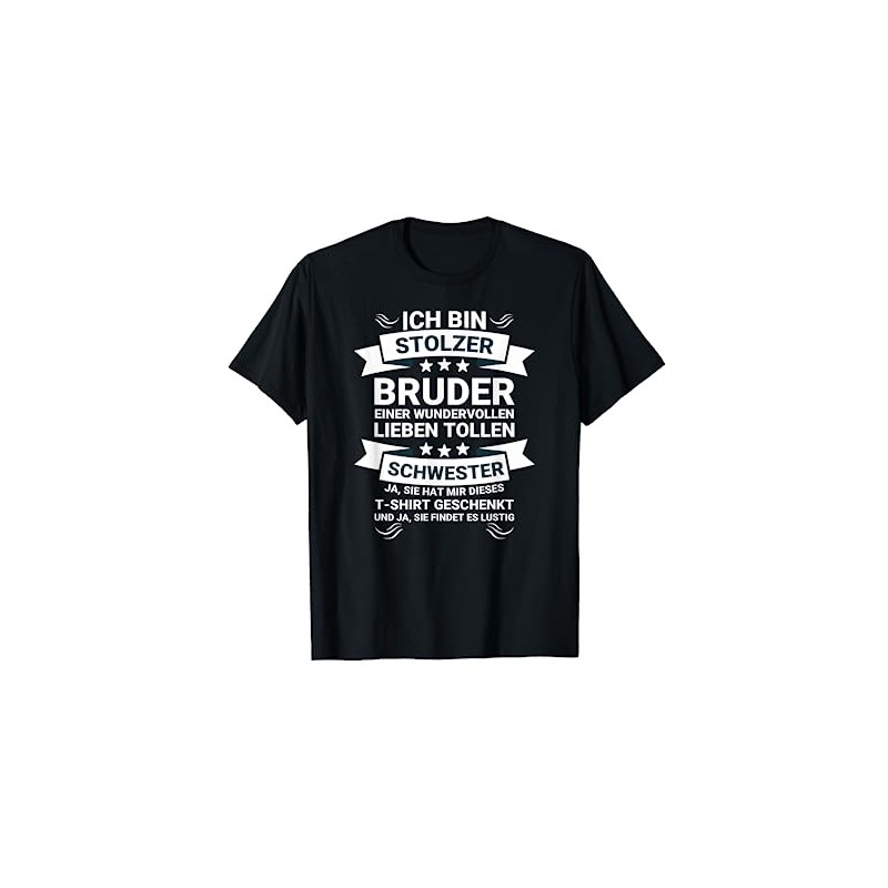 T-Shirt with German Text "Ich bin stolzer Bruder einer wundervollen