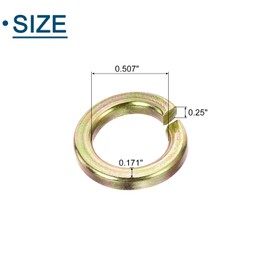 uxcell 1/2" Split Lock Washer, 10Pcs Carbon Steel Spring Lock Washers Metal Split Ring Washer for Screw Bolts Machinery Yellow Zinc