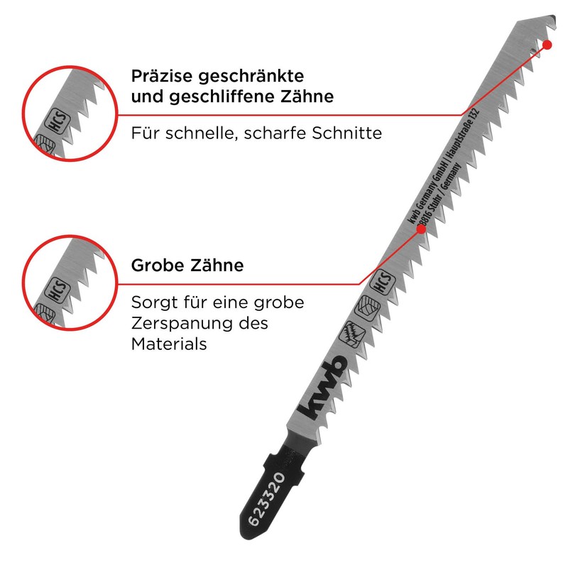 KWB Extra Long Single Lug Shank Jigsaw Blade Wood Woodworking