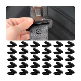 zipelo 30 Pcs Car Seat Belt Button Stop, Universal Snap-on Seat-Belt Stopper Clips Snap, Prevent Seat Belt Buckle button From Sliding Down, Vehicle Interior Accessories for Most Car (Black)