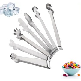 LALOCAPEYO 7-Piece Mini Ice Tongs, Food-Grade Premium Ice Tongs, Stainless Steel Sugar Tongs, Small Kitchen Tongs for Coffee, Tea, Appetizers, Desserts, and Party Use