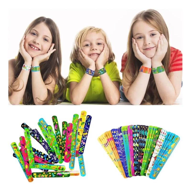 Pulseras De Bofetada Para Niños, 100 Pcs, Pulseras A Presión