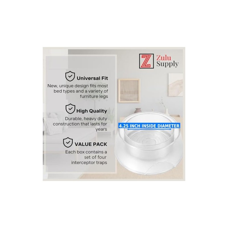 Bed Bug Interceptor Traps – Clear 4-Pack Passive Monitor &
