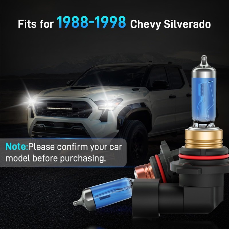 XFLHEHD Fits for 1988-1998 Chevy Silverado Halogen Headlight Bulbs Combo