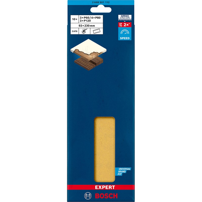 Bosch Professional 10 pc. Expert C470 Sandpaper Set (for Hardwood,