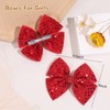 OAOLEER 2PCS Hair Bows for Girls, Red Sparkly Glitter Toddler