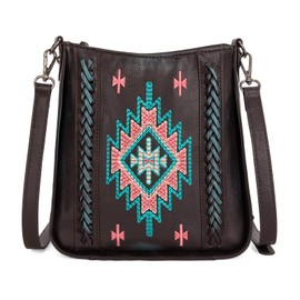 Montana West Aztec Crossbody Bags for Women Leather Cross Bay Embroidered Distressd Shoulder Bag MW1317-8360TQ