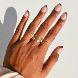 Glamnetic Press On Nails - Cherry Mood | Short Oval Fake Nails with Deep Red Micro French Tips in Glazed Glossy Finish, Salon Quality | 15 Sizes - 30 Nail Kit with Glue