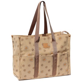 ESVAN Utility Tote Bag with Zip Top Corduroy Shoulder Bag Teacher Bag for Teacher Work Women Travel Beach