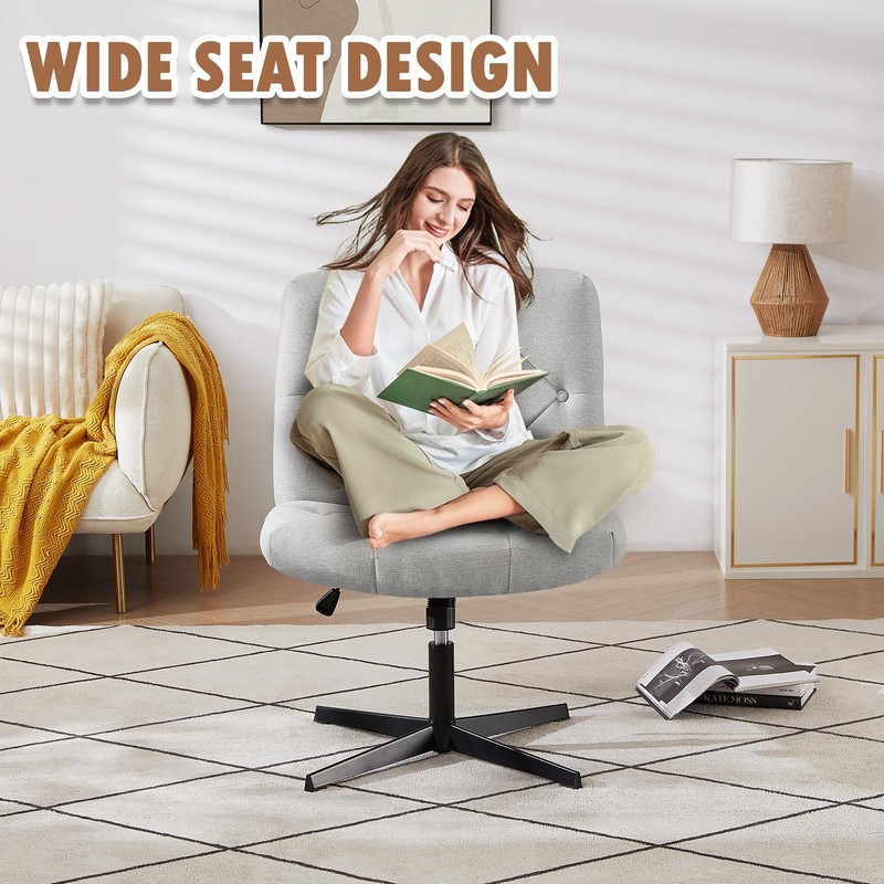 VECELO Criss Cross Armless Office Desk Chair No Wheels Comfy