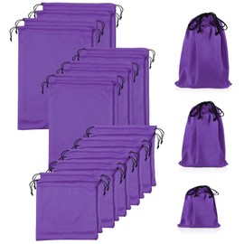 Hillban 20 Pcs Satin Game Toy Bags with Drawstring Silk Toy Organizer Lightweight Gift Pouch Multipurpose Foldable Stuff Sack Travel Bags for Women Men, 3 Sizes(S,M,L,Purple)