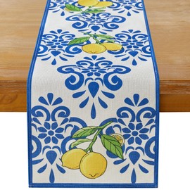 MAIBAOTA Summer Lemon Table Runner Rustic Farmhouse Table Runners for Kitchen Home Dining Table Patry Decor 33 x 183cm