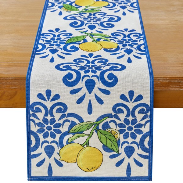 MAIBAOTA Summer Lemon Table Runner Rustic Farmhouse Table Runners for