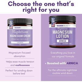 Nighttime Magnesium Lotion with Arnica – Soothing Relief & Relaxation, Highly Concentrated Magnesium for Muscles & Joints – Apply to Legs or Feet Before Bed – Skin-Friendly