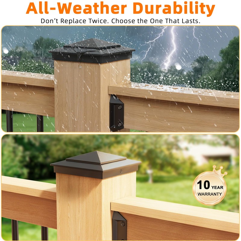 Toscoco 6" x 6" Aluminum Pyramid Post Caps Fits Actual