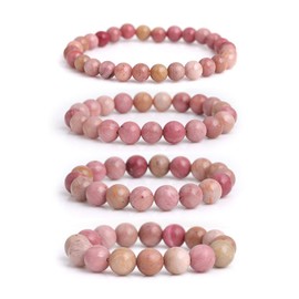 shgbeads Armbänder natur Edelstein Rosa Rhodochrosit Geburtsstein handgefertigt Heilkraft Perlen Elastic Stretch 6 mm 17,8 cm