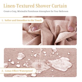 FY&XZH Linen Textured Shower Curtain, 230 GSM Heavy Luxury Weighted Bath Curtain, Water-resistant & Washable Cloth Shower Curtain, 92W x 183H (Pink)
