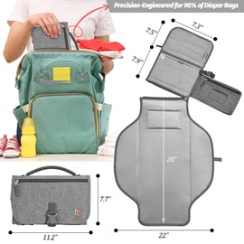 PZU Portable Diaper Changing Pad - Changing Pad Portable with Wipes Pocket, Waterproof Diaper Changing Mat, Portable Changing Pad for Baby, Newborn Gift（Grey）