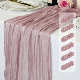 LuxeLouise 6 Packs Cheesecloth Table Runner 120 Inch Dusty Pink Cheese Cloth Table Runner 10ft Chiffon Gauze Table Runners for Table Decor Birthday Party Baby Shower and Bridal Shower Decorations