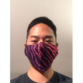 Electric Pink Tiger Stripes Team Mask w/Gray Mask - Face Accessory - Fan Gear