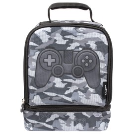Fringoo - Double Decker Lunch Box - Gamer Camoflauge Design - Lunch Box for Children - Lunch Box with Compartment - Gamer Lunch Box, Large School Lunch Box - Fully Insulated