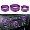 Clwalny 3PCS AC Air Conditioner Switch Button Knob Cover, Aluminum Alloy Trim Radio Volume Control Knob Ring, Car Interior Accessories for Dodge Challenger Jeep Grand Cherokee Chrysler(Purple)