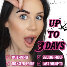 Eyebrow Tint Tattoo Peel Off Eyebrow Gel Tint Kit Semi-Permanent Colour Brow Tattoo Gel Lasts Up To 3 Days Waterproof Eyebrow Dye Makeup with Brow Brush, Eyebrow Stencil (Medium brown)