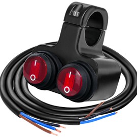 Taiss 7/8″ Waterproof Motorcycle ATV Handlebar Push Button Switch,12v Led Illuminated Headlight Hazard Brake Fog Light O/I Aluminum Alloy Handlebar Double Control Kill Switch with Connect Line F008