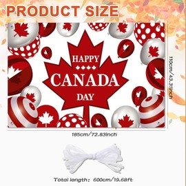 Happy Canada Day Banner – Festive Patriotic Decoration – 71x43.3 Inches, Durable Polyester