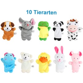 DERAYEE Finger Dolls Set (10 Pieces), Finger Plush Toy Children, Small Animal Finger Toy for Easter, Birthday, Christmas, Party Gifts