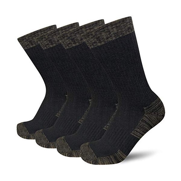 APTYID Men's Moisture Control Cushion Crew Work Boot Socks, Black/Olivi,
