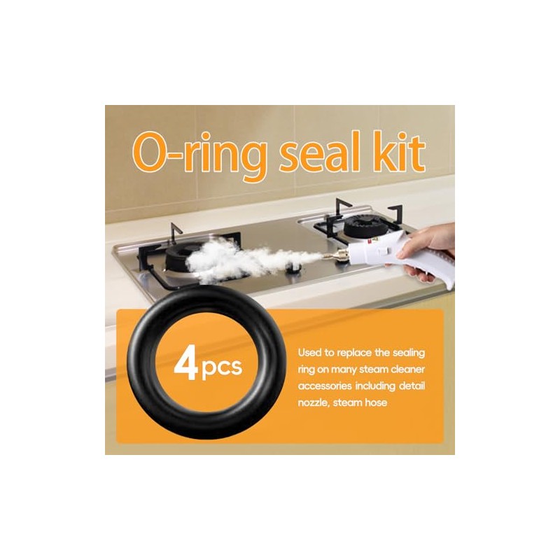 O-Ring Rubber Ring Steam Cleaner Replacement Parts, 4 Pack, Black