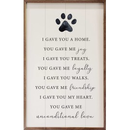 Kendrick Home Pet Remembrance Gifts - Paw Print Memorial Wall Art for Dogs, I Gave You A Home Paw Print in White Plank as Loss of Dog Sympathy Gift, Bereavement Gift, Memory Decor, 5" x 8"