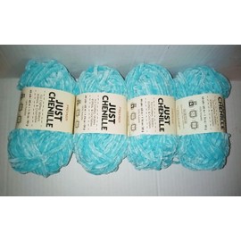JF- Premier Chenille Soft Yarn (4) Skeins Aqua for Crafts Crochet Knitting