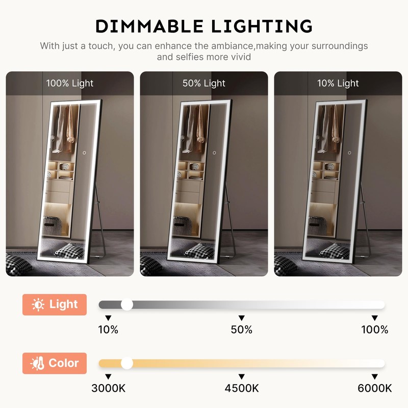 Kosmonia 56×18 LED Full Length Mirror with Lights - Wall