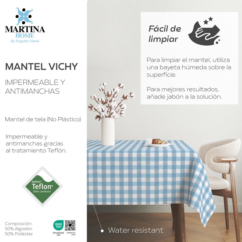 Martina Home Vichy Tablecloth Blue 140 Round