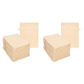 Betz Pack of 20 Wash Mitts Premium Size 16 x 21 cm 100% Cotton Beige