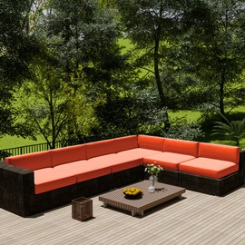 vctops Waterproof Oxford Outdoor Cushion Cover 25x25x4 inch Furniture Patio Cushion Cover Replacement Outdoor Seat Cushion Slipcover with Zipper (Dark Orange,25"x25")