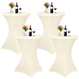 4 Pack Spandex Cocktail Table Covers 32"x43" Stretch Square Corners Tablecloth Fitted High Top Table Stretch Cocktail Round Table Cover for Bar Wedding Cocktail Party Banquet Table(Hunter Green)