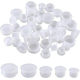 GORGECRAFT Pack of 50 5 Sizes Plastic Stoppers for Salt and Pepper Shakers Replacement Stoppers Bottle Caps Reusable Transparent Insert with Round End Bottle Inner Stopper for Bottles
