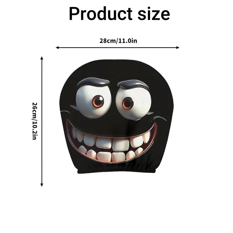 2PCS Funny Cartoon Car Headrest Covers, Cute Funny Cartoon Eyes